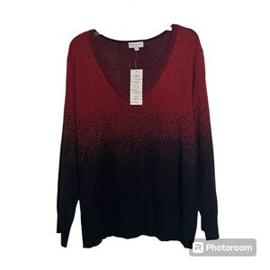 NWT Birch NY size 2X women’s long sleeve sweater top red and black